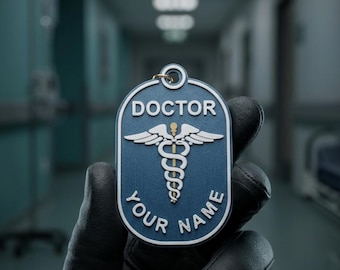 Personalized Medical Caduceus Keychain, Custom Name  Tag Gift for Doctor, Nurse, Graduation