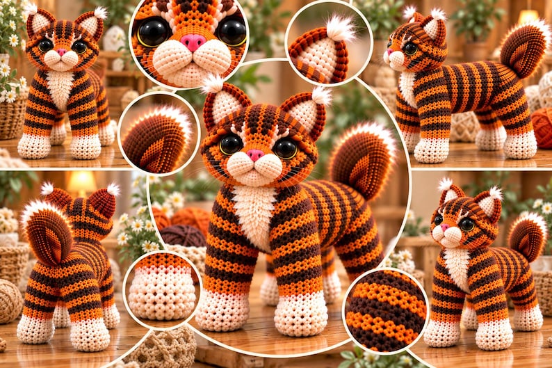 Fluffy Tabby Cat Crochet Pattern PDF - Etsy