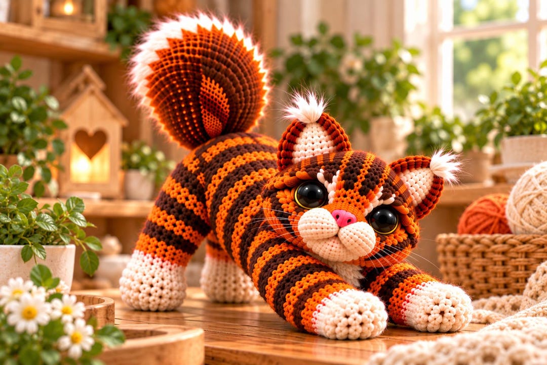 Fluffy Tabby Cat Crochet Pattern PDF - Etsy