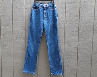 Vtg Calvin Klein Jeans 25 26 x 32 Straight Leg Denim Triple Stitch Contrast Made in USA 100% Cotton