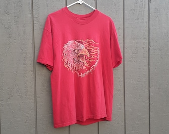 Vtg 90s Harley Shirt / Canfield Ohio / Distressed / Eagle / Flames / Large