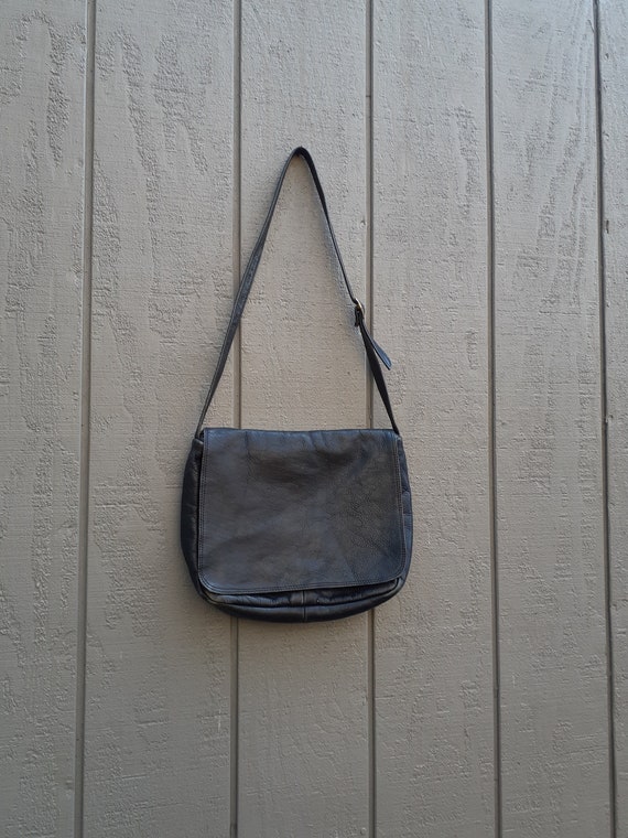 Vtg Libaire Leather Purse Black Pebbled Buttery S… - image 1