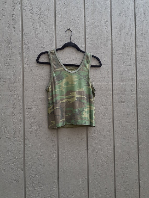 Vtg Paperthin Camo Tank Top Slightly Cropped XS/S 