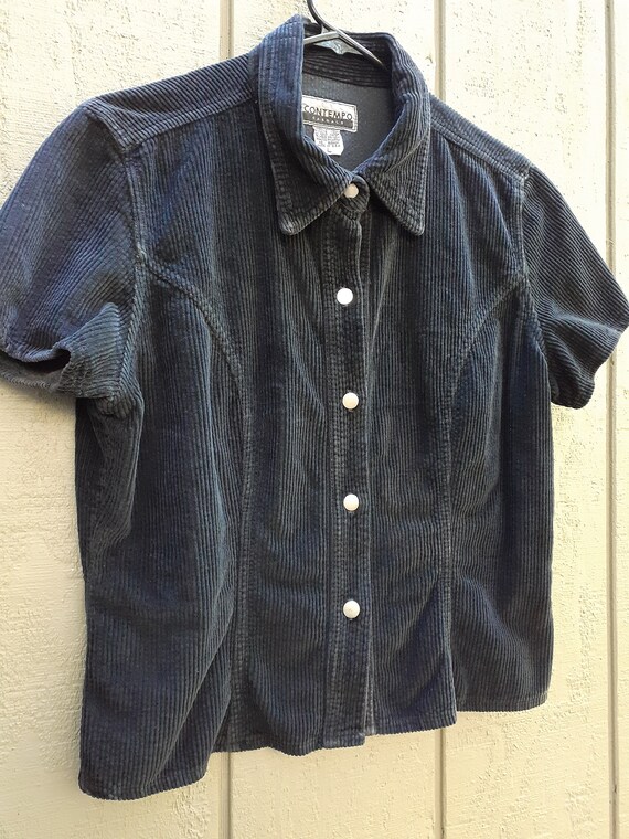 Contempo Casuals Vtg 90s Corduroy Button Top Slig… - image 4