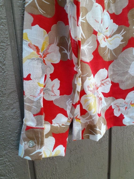 Vtg 70s Wrangler Hawaiian Shirt Tropical Floral I… - image 7