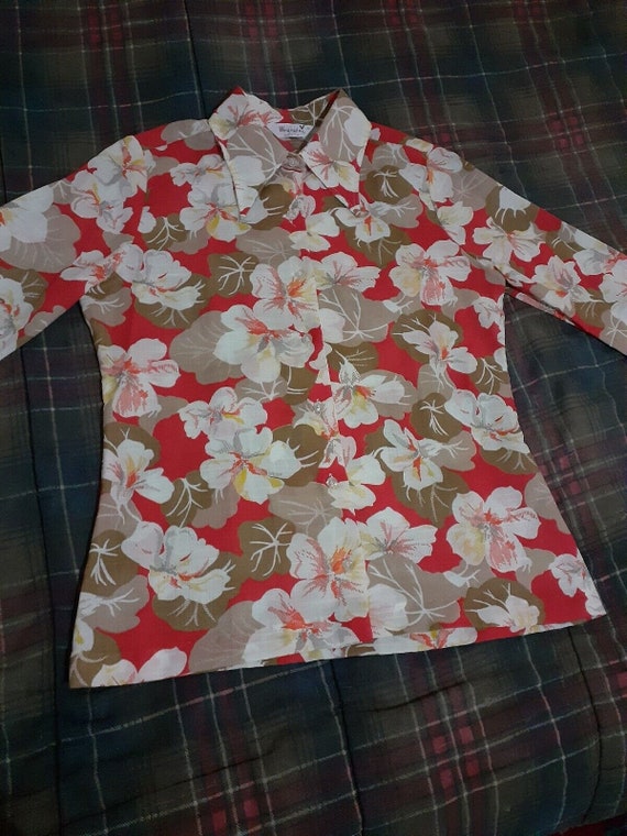 Vtg 70s Wrangler Hawaiian Shirt Tropical Floral I… - image 10