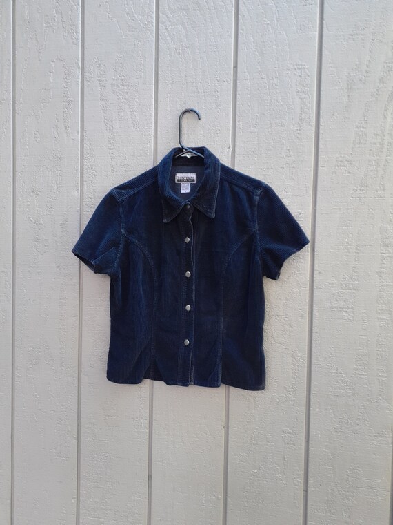 Contempo Casuals Vtg 90s Corduroy Button Top Slig… - image 1