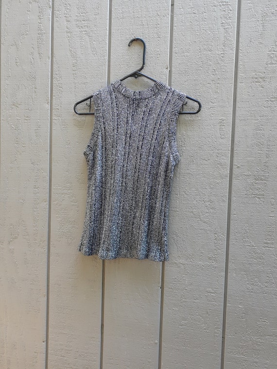 Nelly De Grab Top / Vtg 60s / Silver Lame / S/M /… - image 1