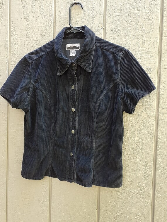 Contempo Casuals Vtg 90s Corduroy Button Top Slig… - image 3