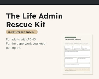 ADHD Life Admin Kit, 10 Printable Tools for Paperwork and Phone Calls, Adulting Planner Alternative, Executive Dysfunction PDF