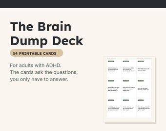 ADHD Brain Dump Cards, 54 Printable Prompt Cards for Adults, Executive Dysfunction Tool, Undated Planner Alternative, PDF Download