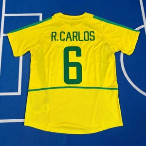 Roberto Carlos Brasilien 2002 Hemmatröja Gul Retro Fotbollströja