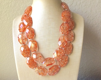 Orange Statement Necklace, Big Beaded necklace, chunky orange necklace, fall wedding, orange jewelry, pumpkin jewelry, halloween jewelry