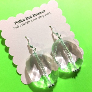 Crystal Clear Statement Earrings and matching necklace - Oval Beaded Everyday Neutral jewelry - silver chunky bib necklace