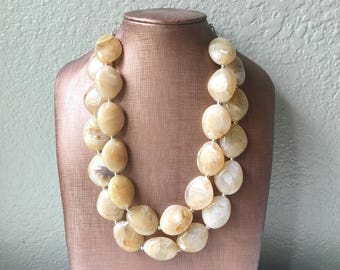 Toffee Brown Chunky Statement Necklace, Big beaded jewelry, Double Strand Statement Necklace, Bib necklace, brown bridesmaid wedding praline