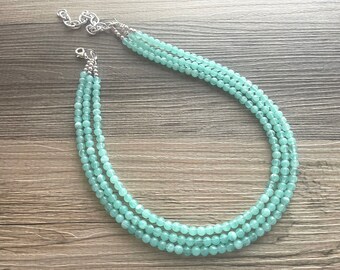 Women’s Peppermint Green Chunky Bead Choker Necklace