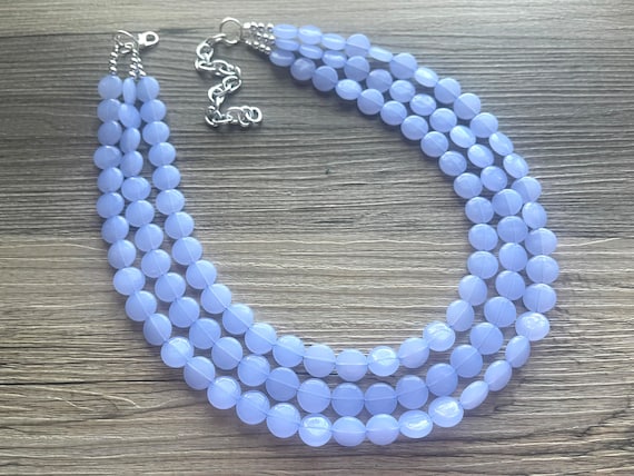Periwinkle Blue Beaded Statement Necklace Beaded Jewelry Sky