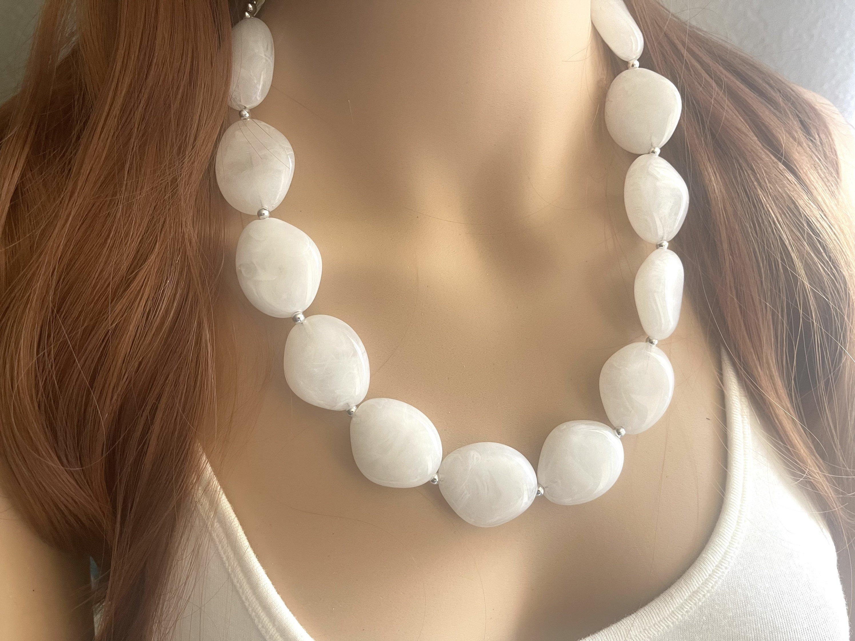 Chunky White Beads Etsy Singapore