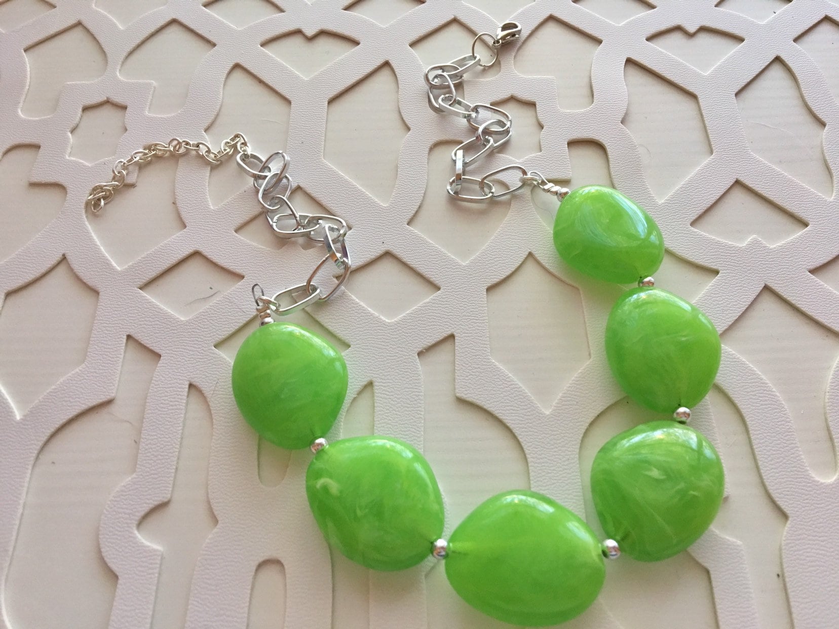 Lime Green Statement Necklace & Earring set lime jewelry Etsy