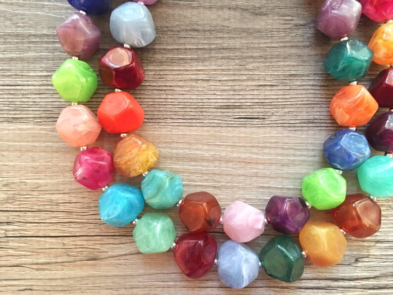 Colorful Jewelry Rainbow Beaded Necklace Chunky statement necklace rainbow jewelry big beaded necklace rainbow baby