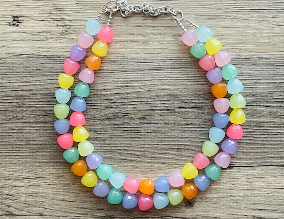 Summer Gumdrops Rainbow Statement Necklace Colorful Chunky Jewelry Multi Strand Pride Chunky Beaded Necklace Bubble Necklace Etsy Canada