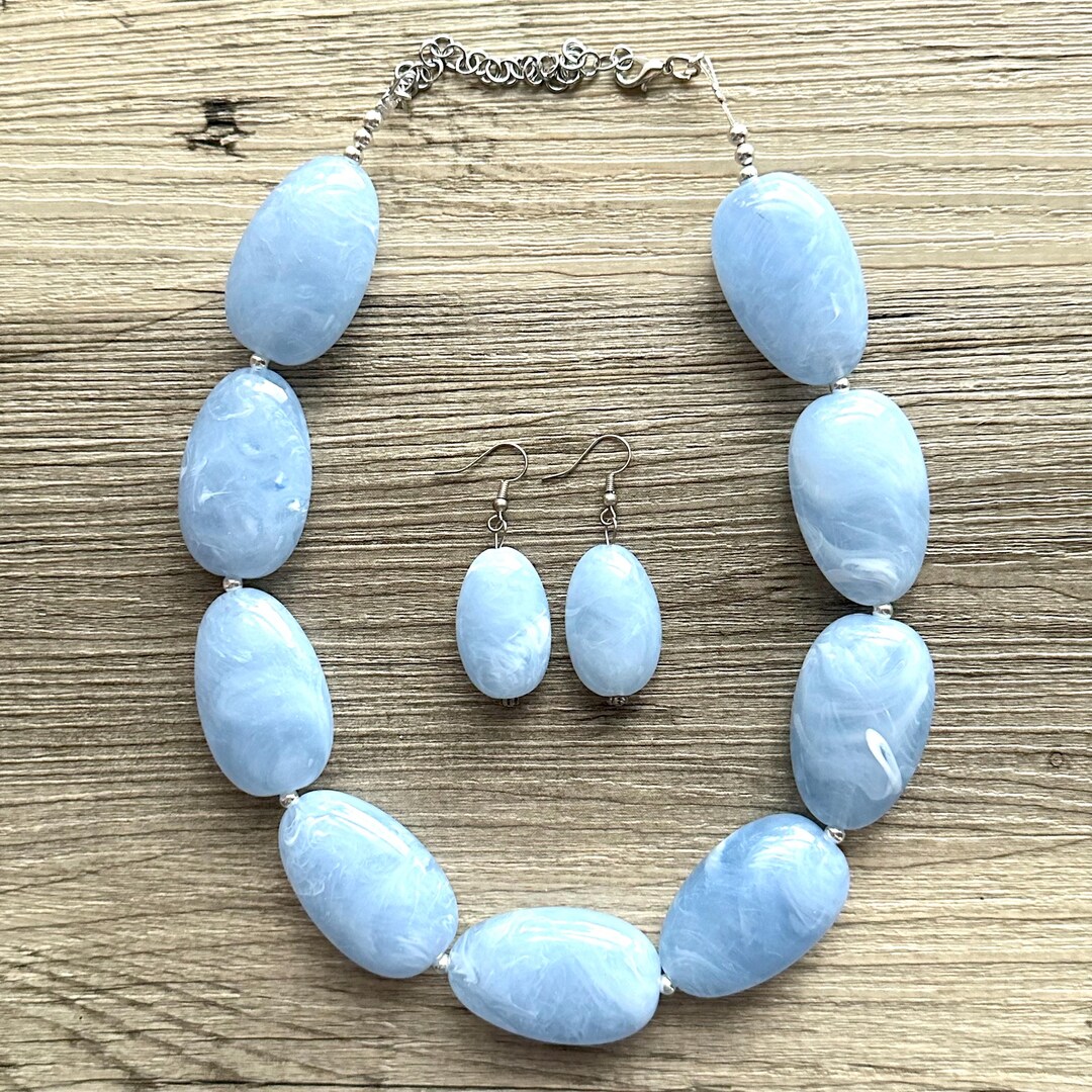 sky-blue-chunky-statement-necklace-single-strand-necklace-blue