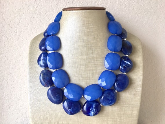 Art deco cobalt blue necklace - Gem
