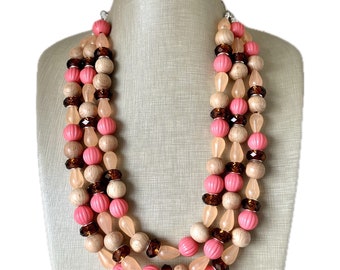 Collier tendance gloire du matin en corail, bijoux en perles multiples, bijoux en bois, collier marron, grosses perles