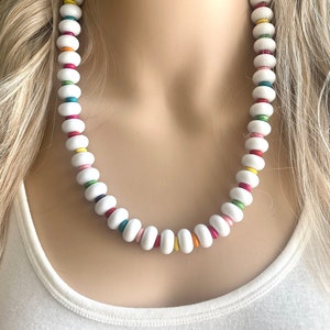 Colorful Wood & Acrylic Statement Necklace, Chunky Beaded Necklace colorful Jewelry, rainbow necklace, multi color Necklace, beaded  jewelry