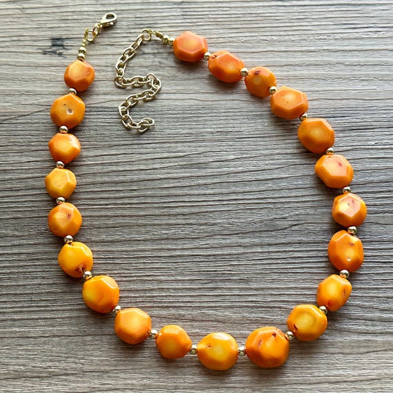 Orange Beaded Shell Necklace Orange Spiny Oyster Shell Beaded Necklace with Handmade  main image 4