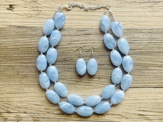 Light blue statement necklace deals