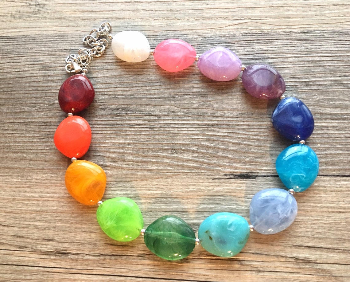 Light Rainbow Beaded Necklace