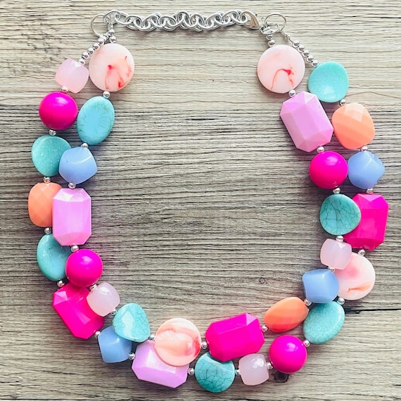 サマーネクタリン ピンク ペリウィンクル & オレンジ ネックレス