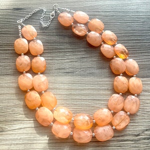 Orange Clementine Doppel Strang große Perlen Statement Halskette, orange Schmuck, orange perlenkette, orange Brautjungfer Halskette Schmuck