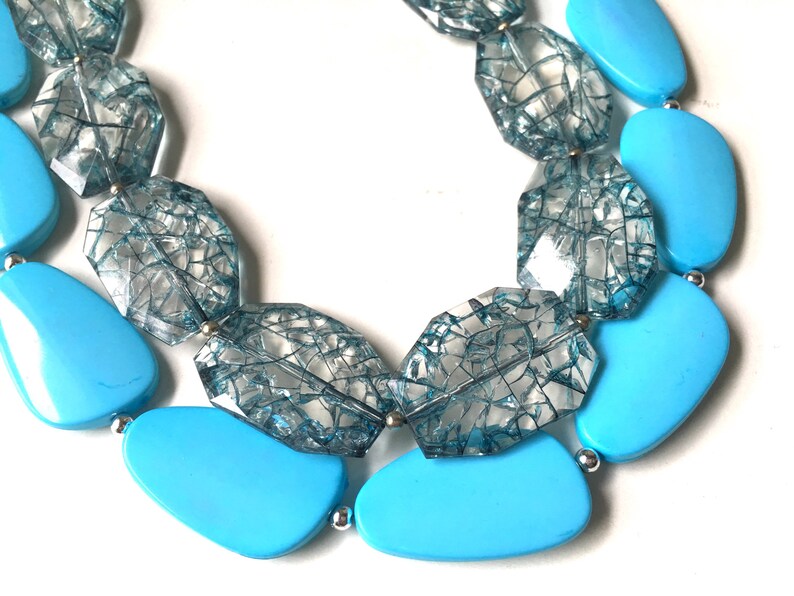 turquoise jewelry teal jewelry double strand jewelry Teal /& Turquoise Necklace big beaded chunky statement necklace blue necklace