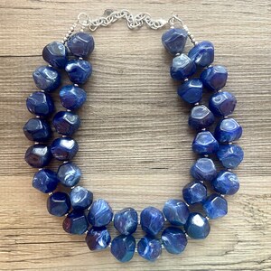 Royal Blue Chunky Statement Necklace, double strand necklace, blue necklace, dark blue necklace, royal blue wedding, bridesmaid necklace