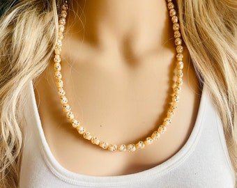 Rhinestone Single Strand statement necklace, silver and champagne necklace, bib skinny layering necklace, jeweled jewelry beaded