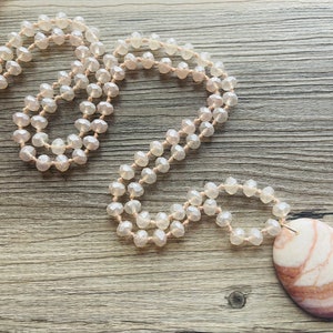 GemStone Chunky Statement Necklace, champagne gemstone necklace, long gem jewelry, beaded necklace, agate jewelry pendant long