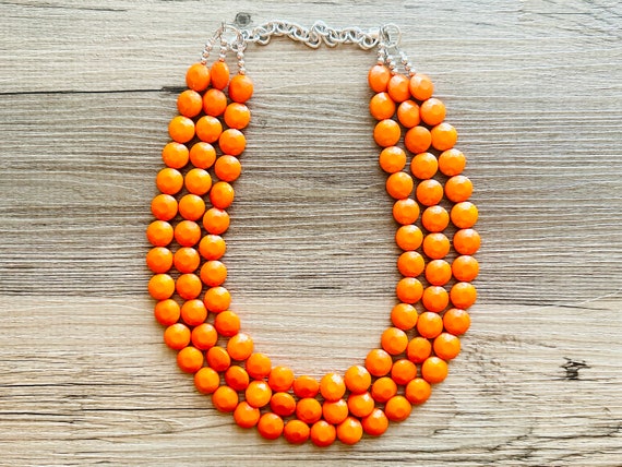 Twisted Coral Orange Chunky Statement Necklace for Women – namana.london