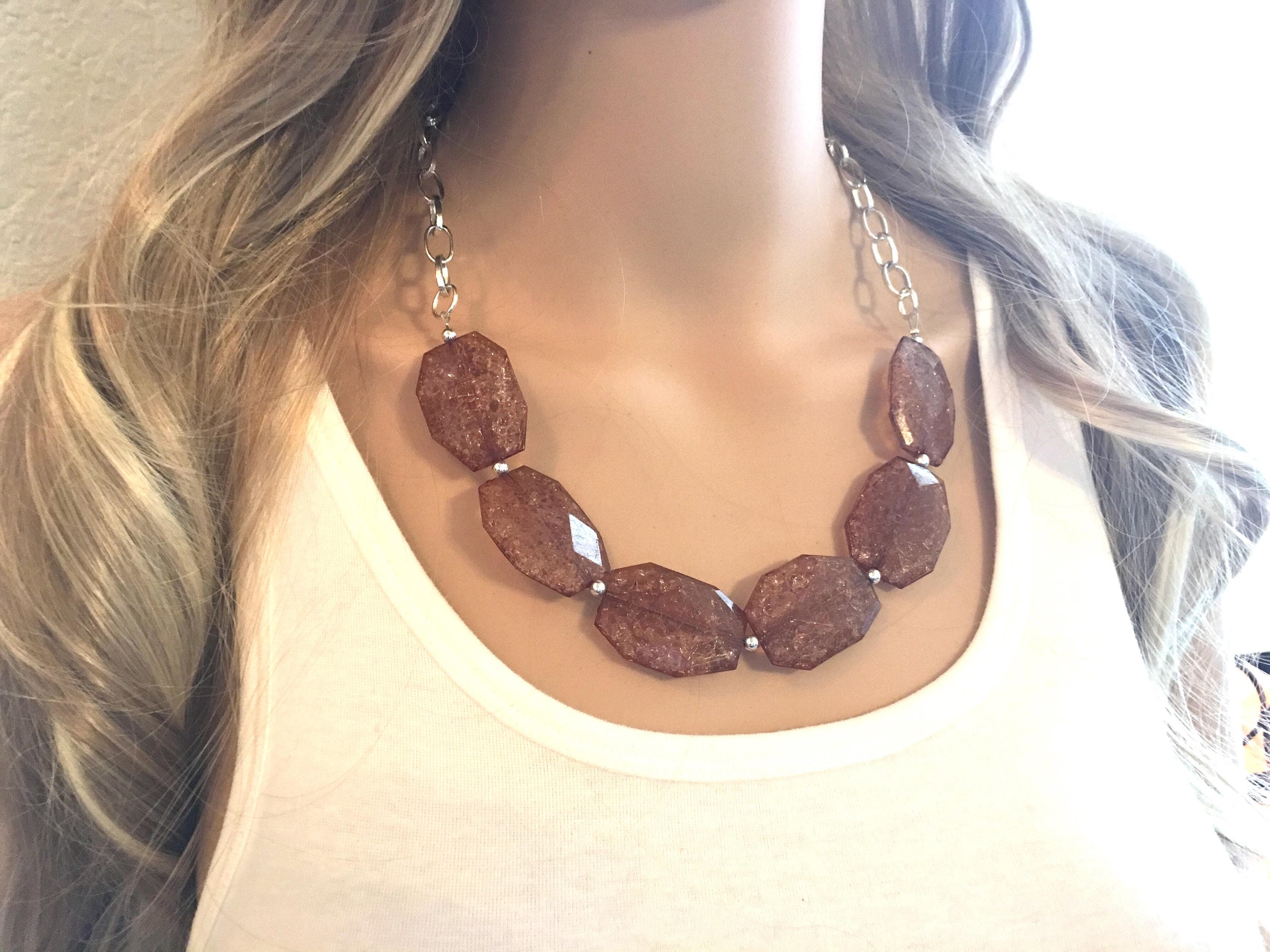 Brown statement necklace deals