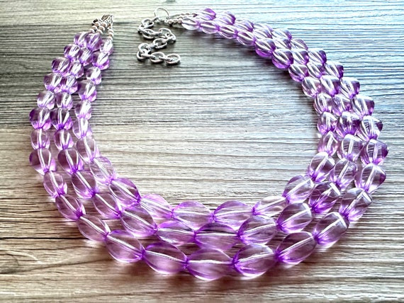 First Date Lavender Statement Necklace, triple st… - image 2