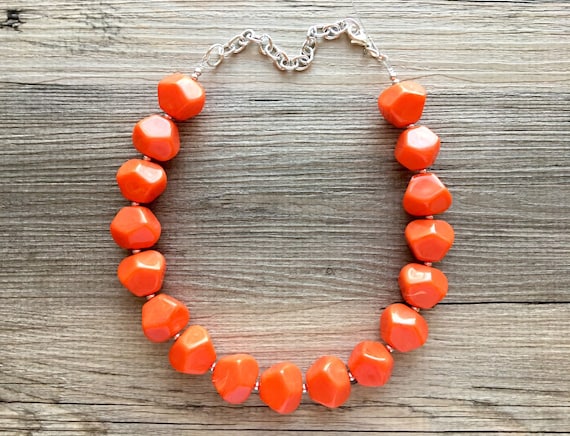 Chunky orange bead necklace clearance