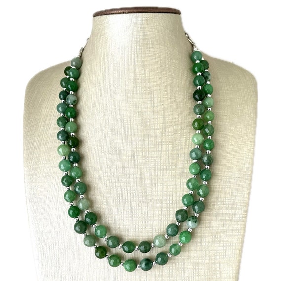 Nuova Collana Pietra Preziosa Rondelle Giada Verde Sfaccettata 2x4 mm