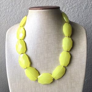 Yellow Single Strand Big Beaded Statement Necklace, yellow Jewelry, yellow beaded necklace, yellow bridesmaid necklace jewelry, sunshine