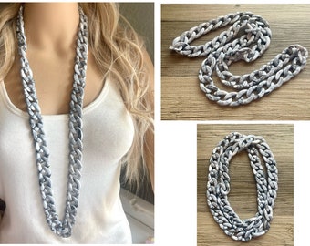 Long Acrylic necklace, black white linking acetate necklace, chain necklace, statement necklace jewelry, layering necklace