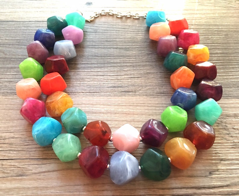 Colorful Jewelry Rainbow Beaded Necklace Chunky statement necklace rainbow jewelry big beaded necklace rainbow baby