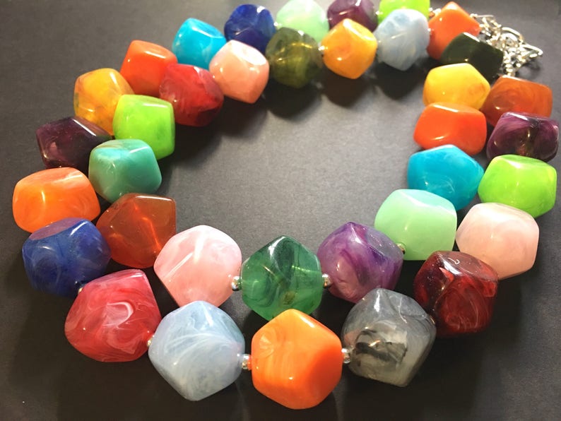 Colorful Jewelry Rainbow Beaded Necklace Chunky statement necklace rainbow jewelry big beaded necklace rainbow baby