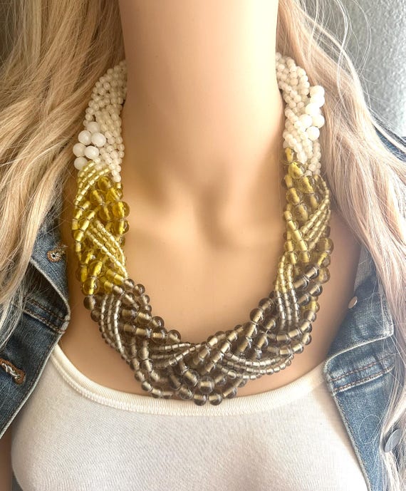 Vintage Braided Multi Strand Statement Necklace, … - image 1