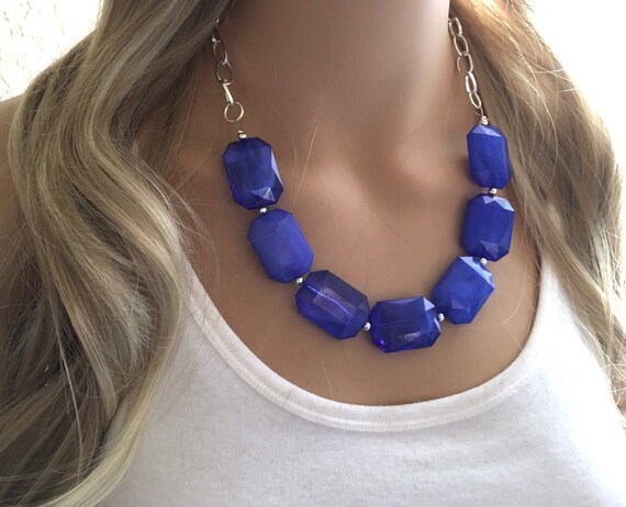 Creamy Royal Blue Statement Necklace 