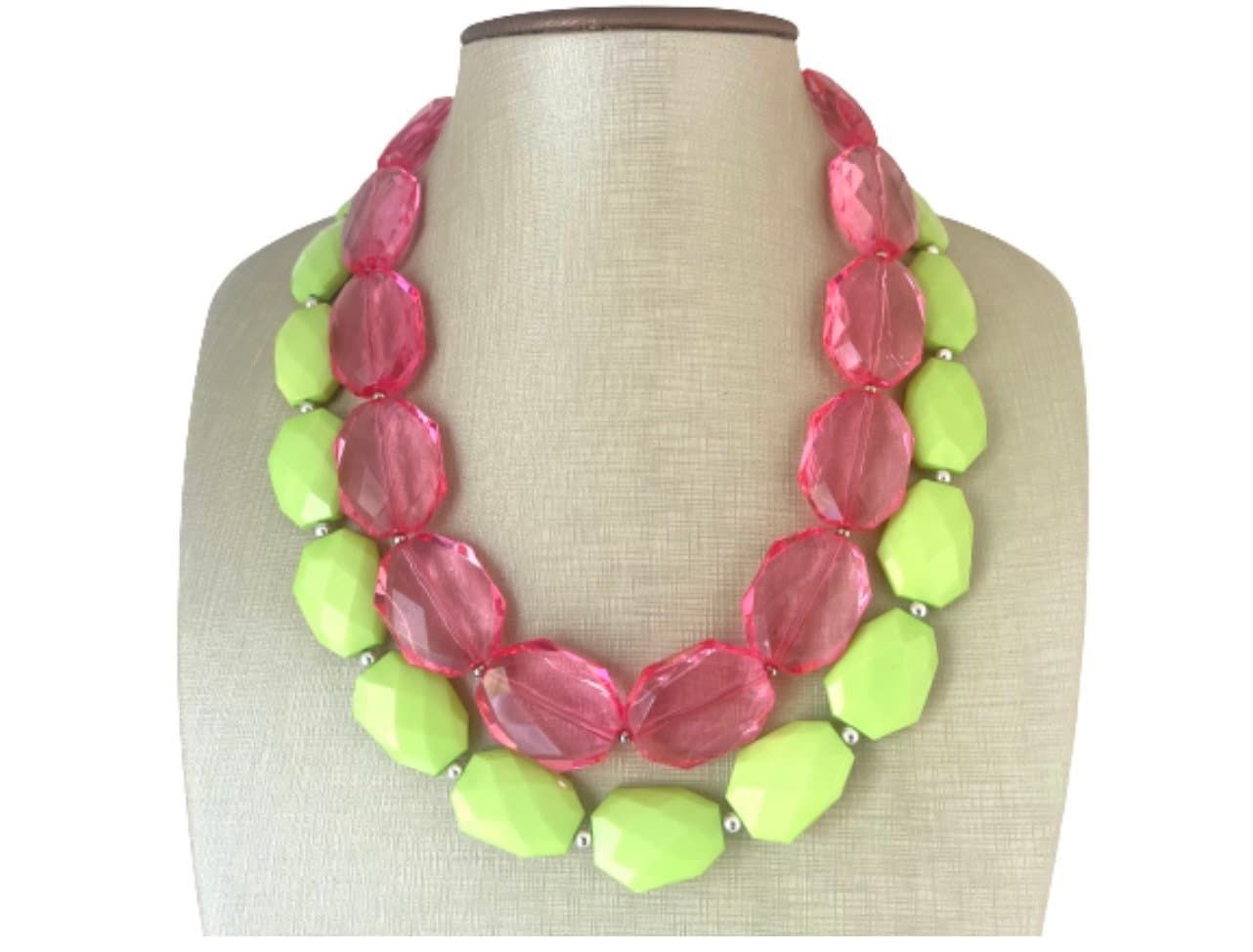 Pink and green necklace cheap